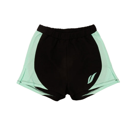 Mint & Black Women's Kickboxing Sports Shorts Front